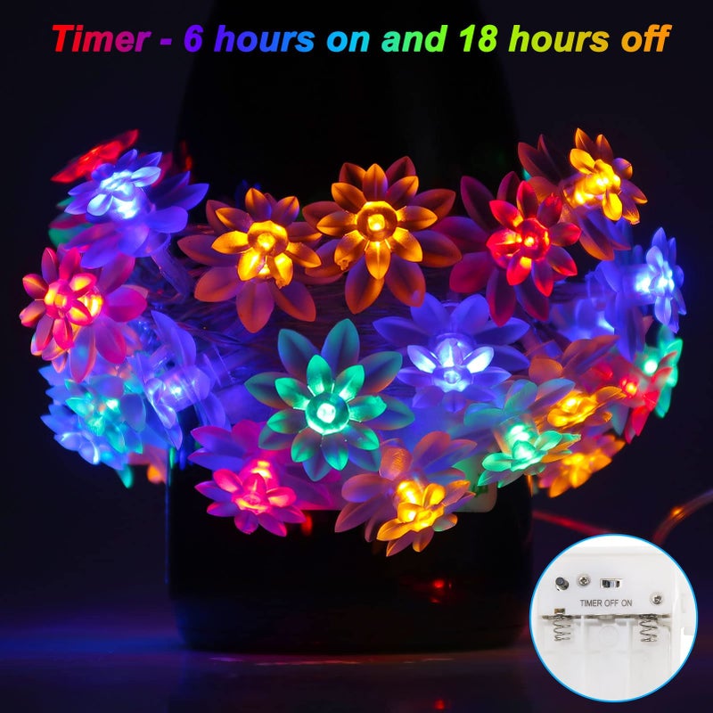echosari LED String Lights 13.2ft 40 LED Lotus Flower Fairy Lights with 8 Modes Timer Indoor String Lights for Bedroom, Party, Wedding, Indoor, Garden DÃ©cor (Multi-Color) - Image 5